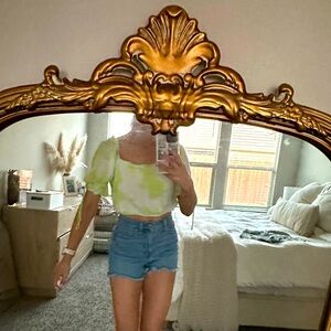 green tie dye cropped blouse